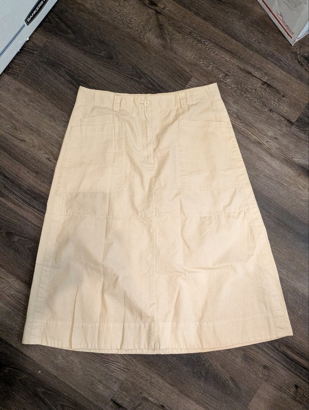 Toast Brand Classic Cream A-Line Utility Skirt 78% Cotton/22% Linen Size 18 NWOT